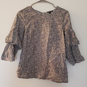 J. Crew Floral Ruffle Sleeve Top